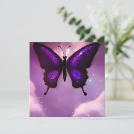Carte Papillon violet profond (Debout devant)