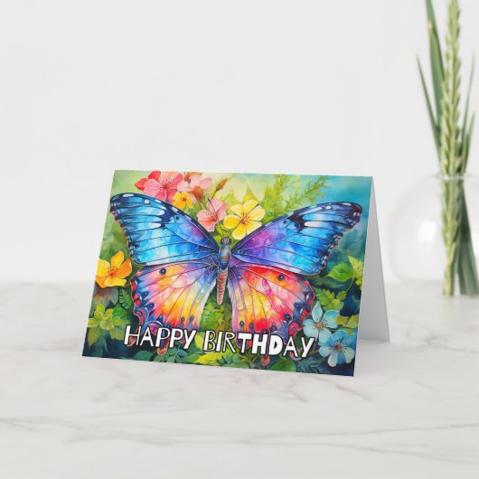 Carte Papillon Whimsical coloré Joyeux anniversaire (Devant)