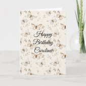 Carte Papillons à la crème chic Anniversaire (Devant)