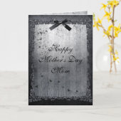 Carte Papillons Argent et Noir Fête des Mères Gothiques (Fleur jaune)