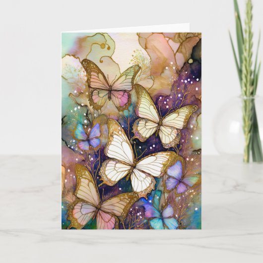 Carte Papillons aux belles couleurs marron et blanc ! (Devant)