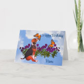 Carte Papillons beagles Pansies Anniversaire mignon (Devant)