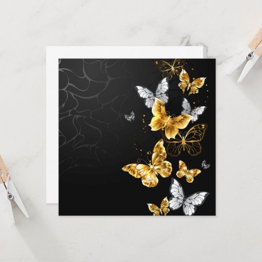 Carte Papillons blancs et dorés (Devant/Arrière en situation)