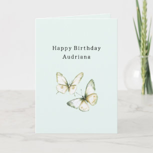 Carte Papillons blancs verts menthe Anniversaire