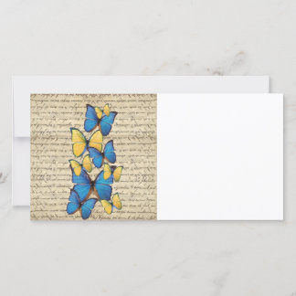 Carte Papillons bleu et jaune