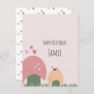 Carte Papillons, Champignons, Ladybugs Joyeux anniversai