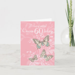 Carte papillons Cousin 60e anniversaire