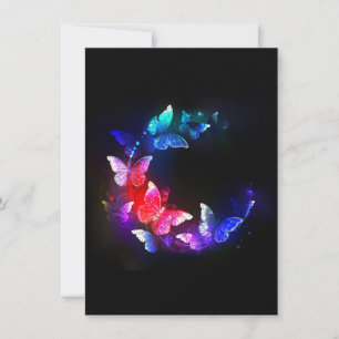 Carte Papillons de nuit Neon brillants sur arrière - pla