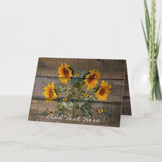 Carte Papillons de tournesol rustique Barre (Devant)