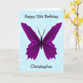Carte Papillons Design Personnalisé 12e anniversaire (Fleur jaune)