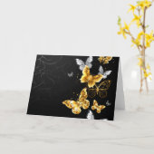 Carte Papillons d'or et de blanc (Fleur jaune)