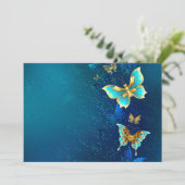 Carte Papillons d'or sur un Arrière - plan bleu (Debout devant)