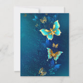 Carte Papillons d'or sur un Arrière - plan bleu (Devant)