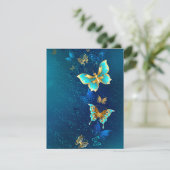 Carte Papillons d'or sur un Arrière - plan bleu (Debout devant)