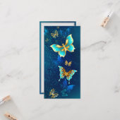Carte Papillons d'or sur un Arrière - plan bleu (Devant/Arrière en situation)