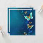 Carte Papillons d'or sur un Arrière - plan bleu (Devant/Arrière en situation)