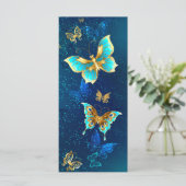 Carte Papillons dorés sur fond bleu (Debout devant)