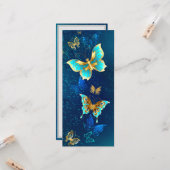 Carte Papillons dorés sur fond bleu (Devant/Arrière en situation)