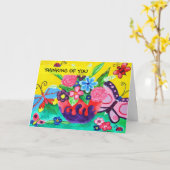 Carte Papillons et coccinelles Penser à vous (Fleur jaune)