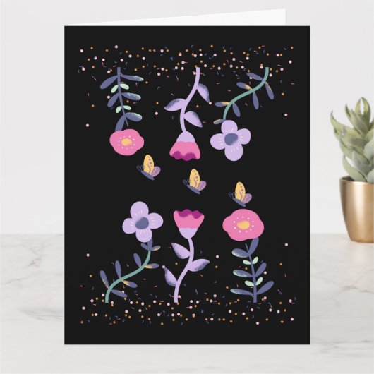 Carte papillons et fleurs (Petite plante)