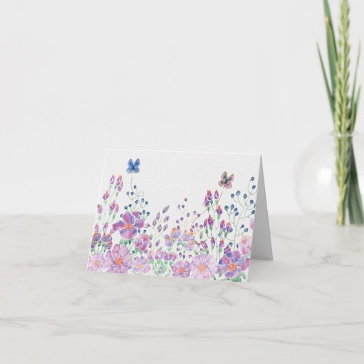 Carte Papillons et fleurs aquarelles (Devant)