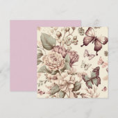 Carte Papillons et fleurs décoration pastel (Devant / Derrière)