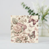 Carte Papillons et fleurs décoration pastel (Debout devant)