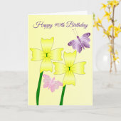 Carte Papillons Et Fleurs Personnalisés 90e Anniversaire (Fleur jaune)