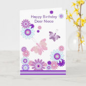 Carte Papillons Fleurs Nièce Personnalisée Anniversaire (Fleur jaune)