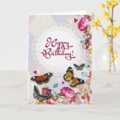 Carte Papillons floraux d'anniversaire (Fleur jaune)
