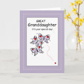 Carte Papillons Grand-fille Anniversaire (Fleur jaune)