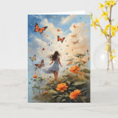 Carte Papillons magnifiques Jeunes Fleurs Filles Blank (Fleur jaune)