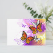 Carte Papillons Monarque sur Arrière - plan pourpre (Debout devant)