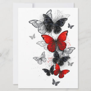 Carte Papillons noirs et rouges volants
