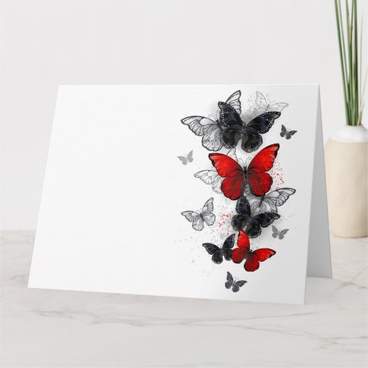 Carte Papillons noirs et rouges volants (Devant)