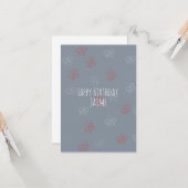 Carte Papillons patriotiques Gris fête d'anniversaire (Devant/Arrière en situation)