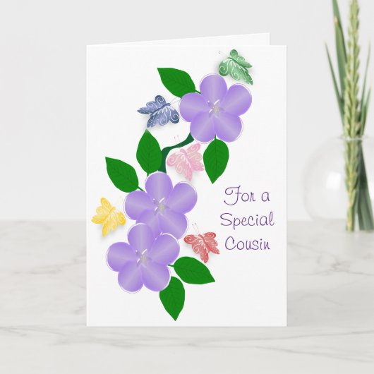 Carte Papillons Personnalisé Cousin Anniversaire (Devant)