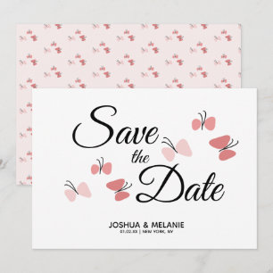 Carte Papillons romantiques rose Sauvez les dattes