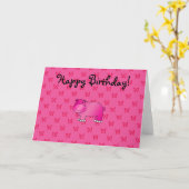Carte Papillons rose hippo mignon (Fleur jaune)