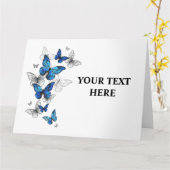 Carte Papillons volants bleus Morpho (Fleur jaune)