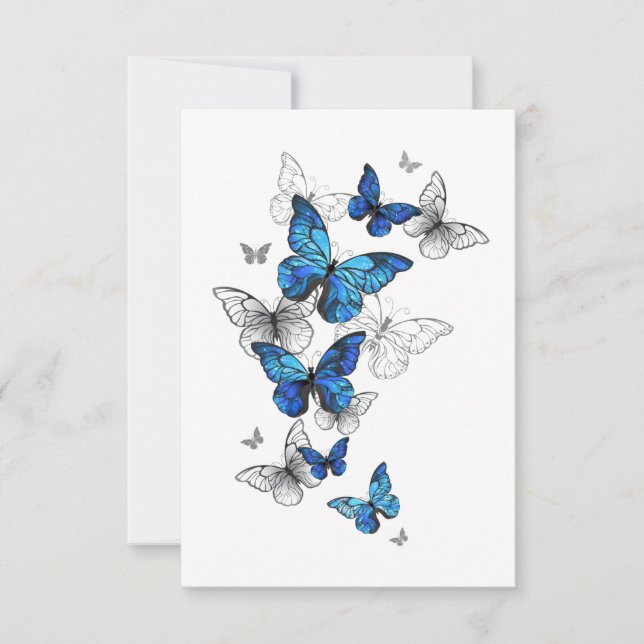 Carte Papillons volants bleus Morpho (Devant)