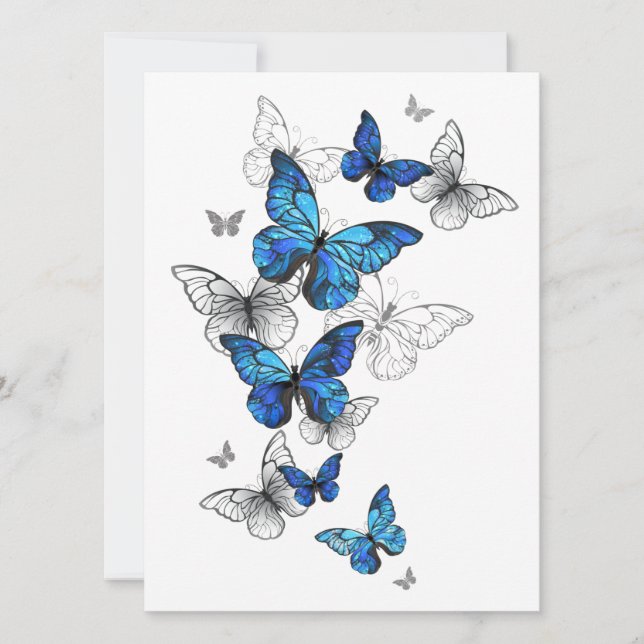Carte Papillons volants bleus Morpho (Devant)