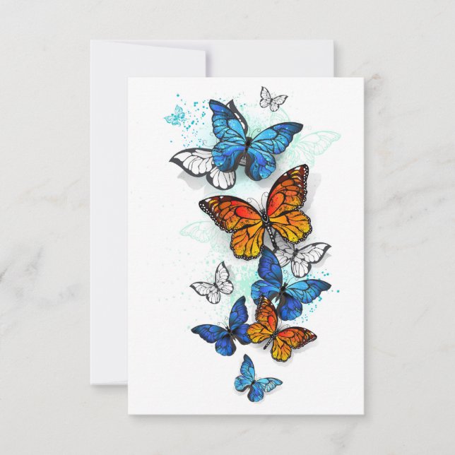 Carte Papillons volants Morpho et Monarch (Devant)
