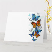 Carte Papillons volants Morpho et Monarch (Fleur jaune)
