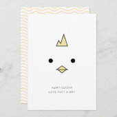 Carte Pâques à visage de poulet mignonne (Devant / Derrière)