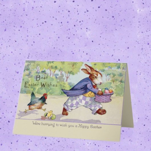 Carte Pâques Animaux Mignons Vintage