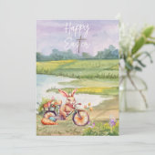 Carte Pâques aquarelle joyeuse (Debout devant)