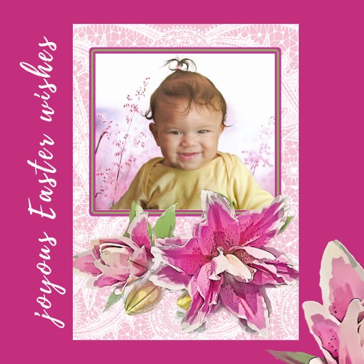 Carte Pâques Azalées Roses et dentelle