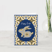 Carte Pâques 🐇 💙 💛 Belle Azulejos bleu et jaune (Devant)