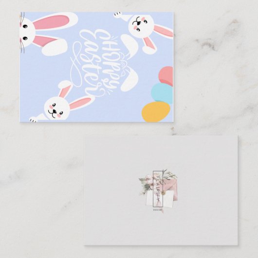 Carte Pâques (Bleu) (Devant / Derrière)